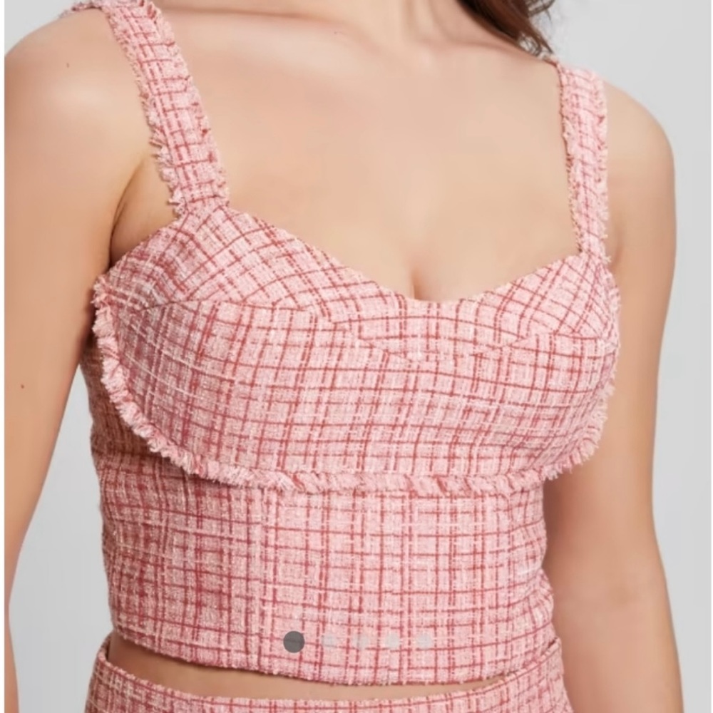 GUESS Vintage Blush Emily Tweed Crop Top